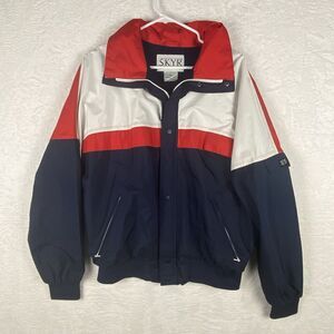 VTG Skyr Mens L Gortex Shell Ski Winter Jacket Coat Red White Blue 80s USA Retro